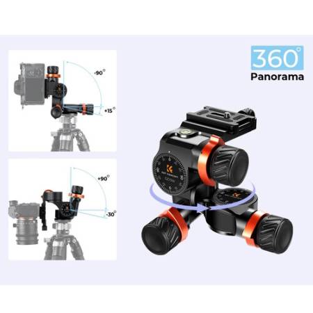 K&F Concept KF4529 GD3W - głowica 3D z przekładnią zębatą